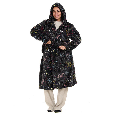 Snuggs Blanket Robe Black Space